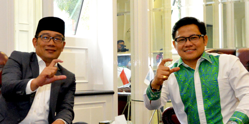 Calon Gubernur Jawa Barat terpilih, Ridwan Kamil menemui Ketua Umum DPP PKB A Muhaimin Iskandar di Kantor DPP PKB, Rabu (4/7/2018). 