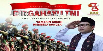 Cak Imin: Dirgahayu TNI, Majulah TNI-ku